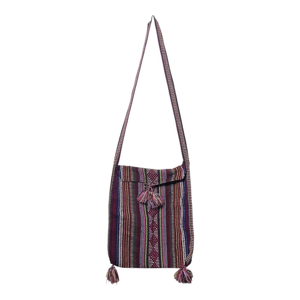 Boho Tassel Crossbody Bag – Colorful Woven Festival Purse, Ethnic Striped Hippie